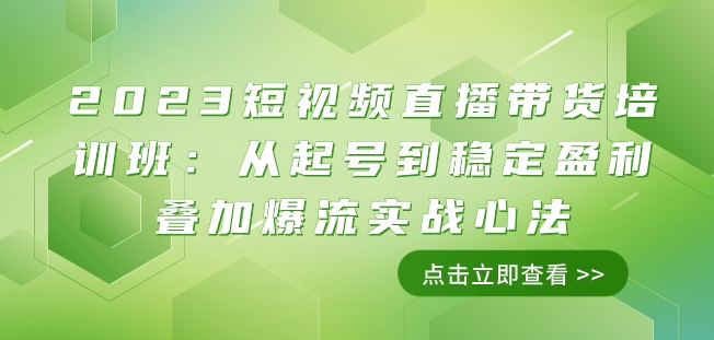 2023短视频直播带货培训班：从起号到稳定盈利叠加爆流实战心法（11节课）-一点通资源网