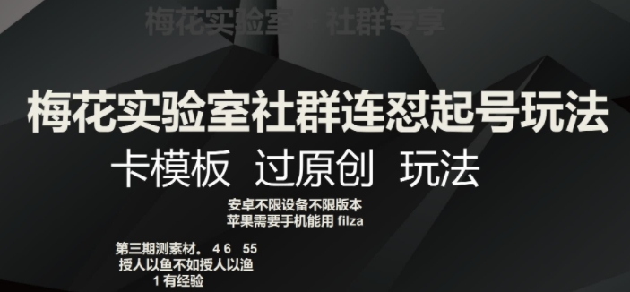 梅花实验室社群连怼起号玩法，卡模板过原创玩法【揭秘】-一点通资源网