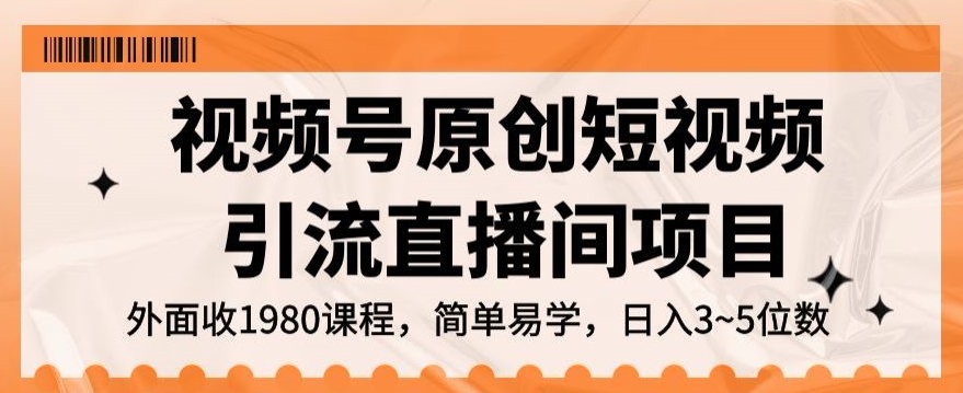 视频号原创短视频引流直播间项目，日入3~5五位数【揭秘】-一点通资源网