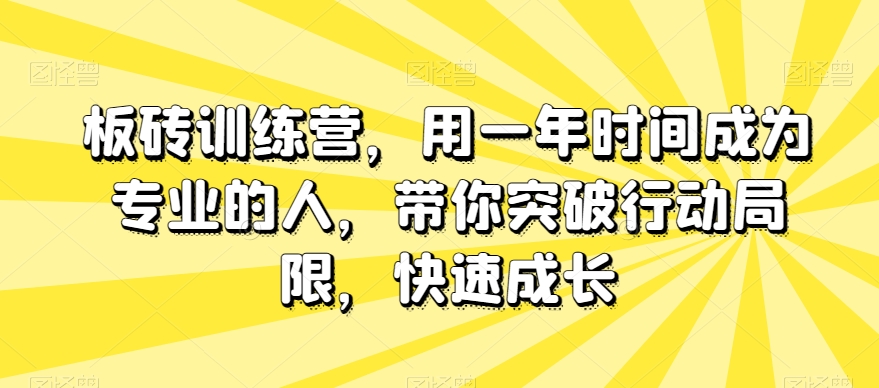 板砖训练营，用一年时间成为专业的人，带你突破行动局限，快速成长-一点通资源网