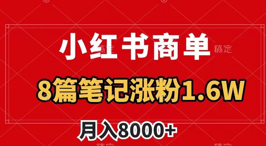 小红书商单最新玩法，8篇笔记涨粉1.6w，作品制作简单，月入8000+【揭秘】-一点通资源网