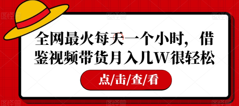 全网最火每天一个小时，借鉴视频带货月入几W很轻松【揭秘】-一点通资源网