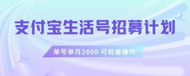 支付宝生活号作者招募计划，单号单月2600，可批量去做，工作室一人一个月轻松1w+【揭秘】-一点通资源网