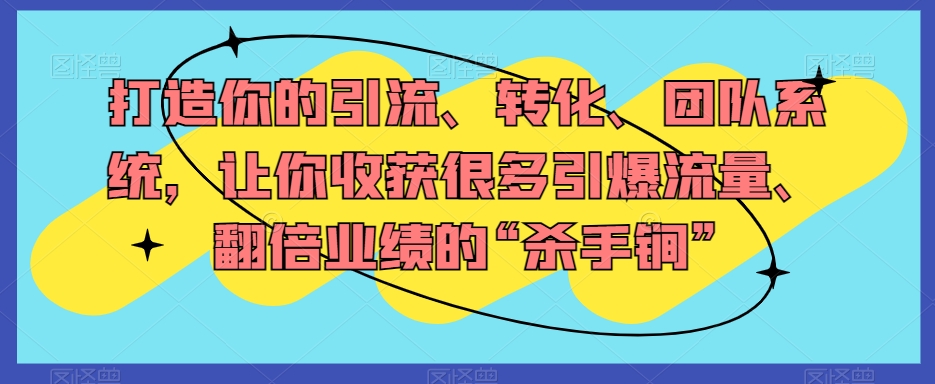 打造你的引流、转化、团队系统，让你收获很多引爆流量、翻倍业绩的“杀手锏”-一点通资源网