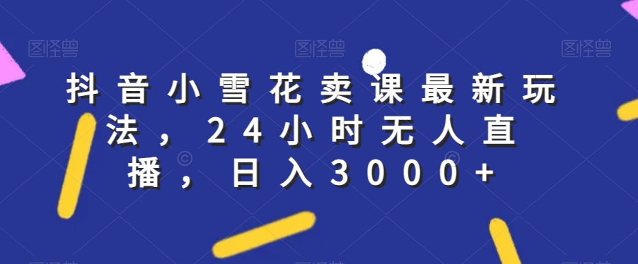 抖音小雪花卖课最新玩法，24小时无人直播，日入3000+【揭秘】-一点通资源网