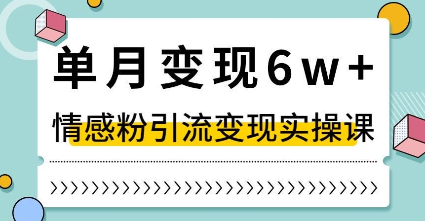单月变现6W+，抖音情感粉引流变现实操课，小白可做，轻松上手，独家赛道【揭秘】-一点通资源网