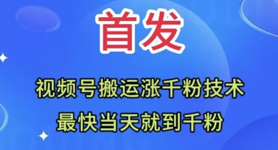 全网首发：视频号无脑搬运涨千粉技术，最快当天到千粉【揭秘】-一点通资源网