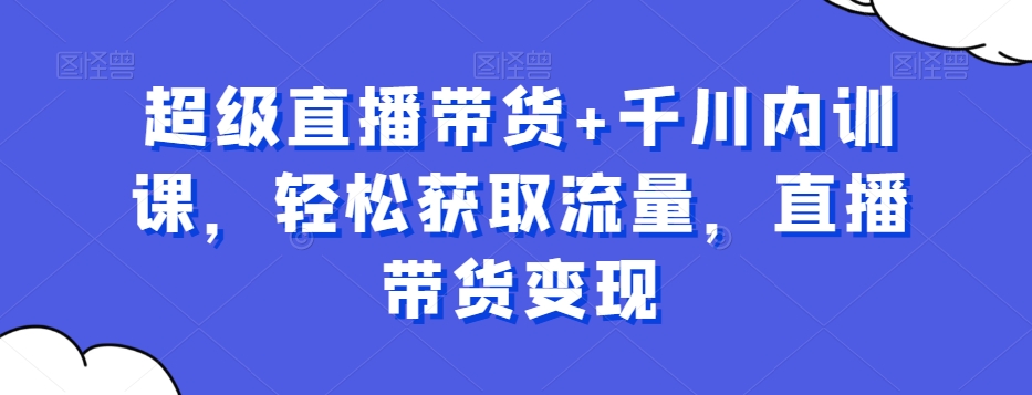 超级直播带货+千川内训课，轻松获取流量，直播带货变现-一点通资源网