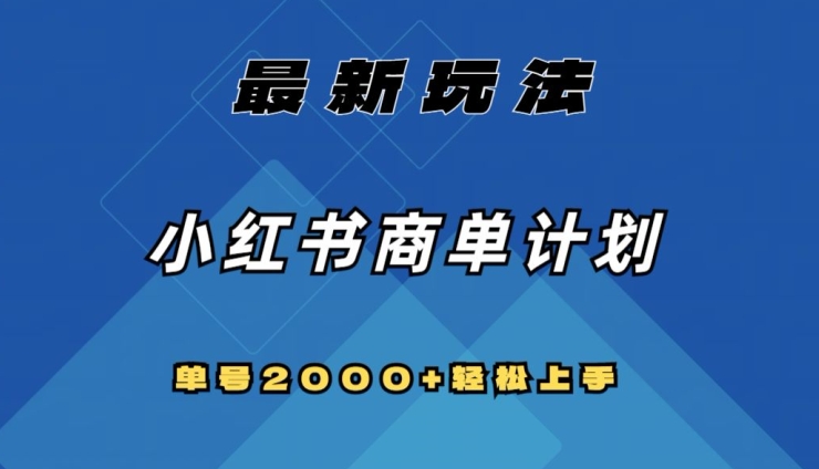 全网首发，小红书商单计划最新玩法，单号2000+可扩大可复制【揭秘】-一点通资源网