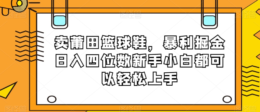 卖莆田篮球鞋，暴利掘金日入四位数新手小白都可以轻松上手【揭秘】-一点通资源网