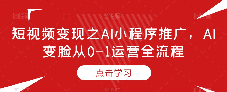 短视频变现之AI小程序推广，AI变脸从0-1运营全流程-一点通资源网