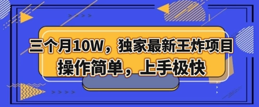 三个月10W，独家最新王炸项目！操作简单，上手极快【揭秘】-一点通资源网