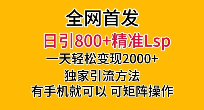全网首发！日引800+精准老色批，一天变现2000+，独家引流方法，可矩阵操作【揭秘】-一点通资源网