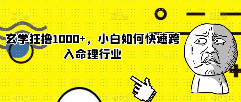 玄学狂撸1000+，小白如何快速跨入命理行业【揭秘】-一点通资源网