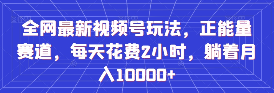 全网最新视频号玩法，正能量赛道，每天花费2小时，躺着月入10000+【揭秘】-一点通资源网