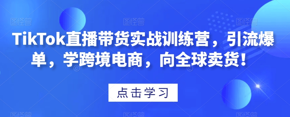 TikTok直播带货实战训练营，引流爆单，学跨境电商，向全球卖货！-一点通资源网