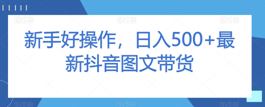 新手好操作，日入500+最新抖音图文带货【揭秘】-一点通资源网