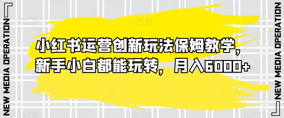小红书运营创新玩法保姆教学，新手小白都能玩转，月入6000+【揭秘】-一点通资源网