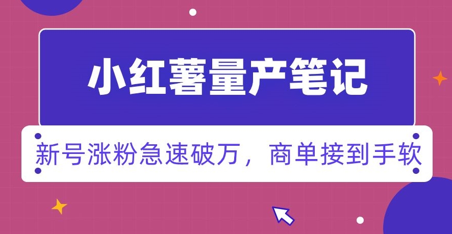 小红书量产笔记，一分种一条笔记，新号涨粉急速破万，新黑马赛道，商单接到手软【揭秘】-一点通资源网