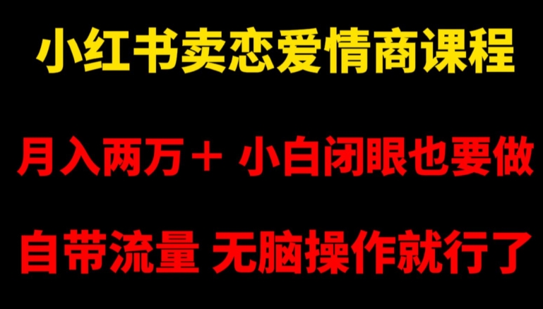 小红书卖恋爱情商课程，月入两万＋，小白闭眼也要做，自带流量，无脑操作就行了【揭秘】-一点通资源网