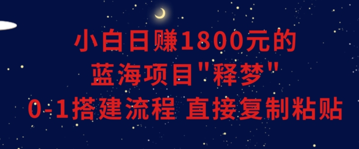 小白能日赚1800元的蓝海项目”释梦”0-1搭建流程可直接复制粘贴长期做【揭秘】-一点通资源网
