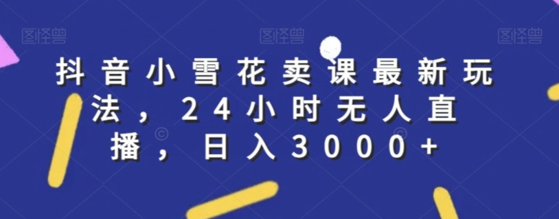 抖音小雪花卖课最新玩法，24小时无人直播，日入3000+【揭秘】-一点通资源网
