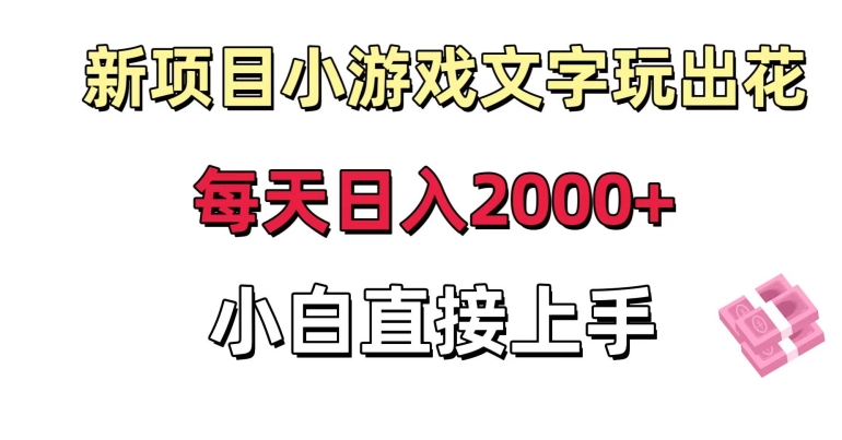 新项目小游戏文字玩出花日入2000+，每天只需一小时，小白直接上手【揭秘】-一点通资源网