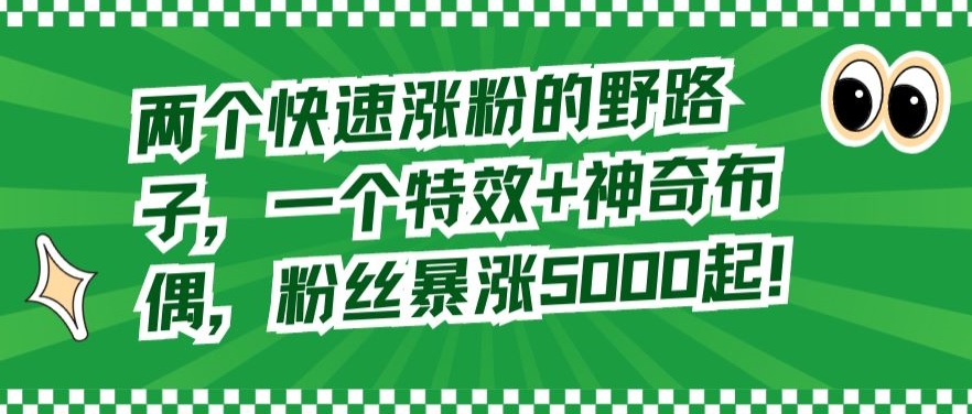 两个快速涨粉的野路子，一个特效+神奇布偶，粉丝暴涨5000起【揭秘】-一点通资源网