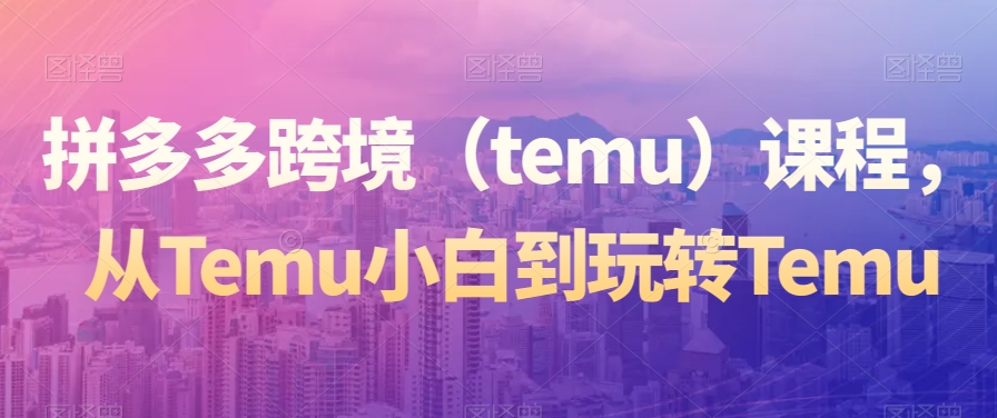 拼多多跨境（temu）课程，从Temu小白到玩转Temu-一点通资源网