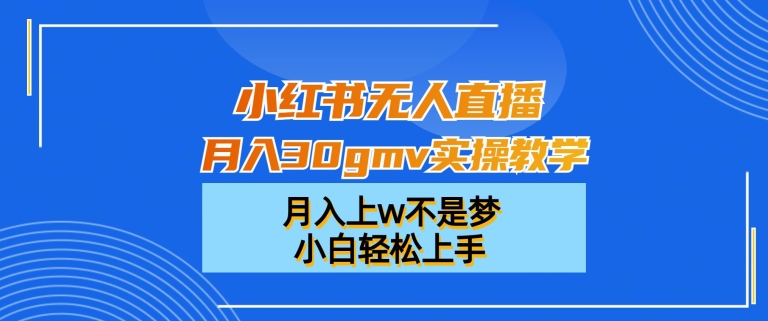 小红书无人直播月入30gmv实操教学，月入上w不是梦，小白轻松上手【揭秘】-一点通资源网