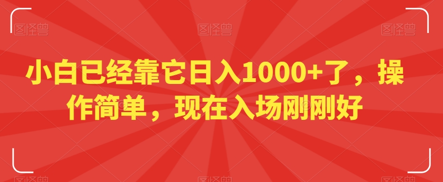 小白已经靠它日入1000+了，操作简单，现在入场刚刚好【揭秘】-一点通资源网