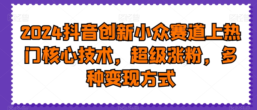 2024抖音创新小众赛道上热门核心技术，超级涨粉，多种变现方式【揭秘】-一点通资源网