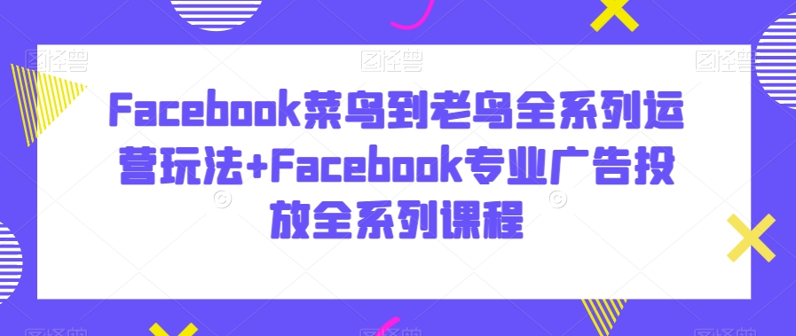 Facebook菜鸟到老鸟全系列运营玩法+Facebook专业广告投放全系列课程-一点通资源网