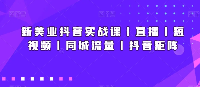 新美业抖音实战课丨直播丨短视频丨同城流量丨抖音矩阵-一点通资源网