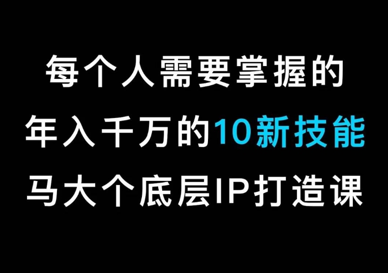 马大个的IP底层逻辑课，​每个人需要掌握的年入千万的10新技能，约会底层IP打造方法！-一点通资源网
