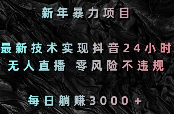 新年暴力项目，最新技术实现抖音24小时无人直播，零风险不违规，每日躺赚3000＋【揭秘】-一点通资源网