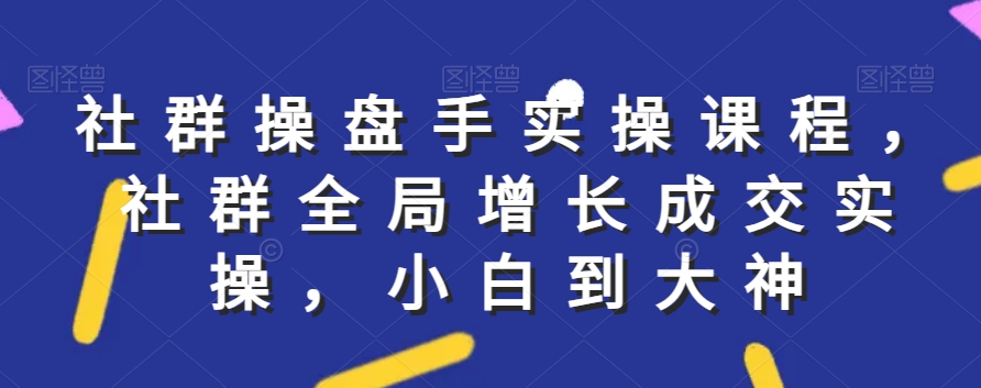 社群实操课程，社群全局增长成交实操，小白到大神-一点通资源网