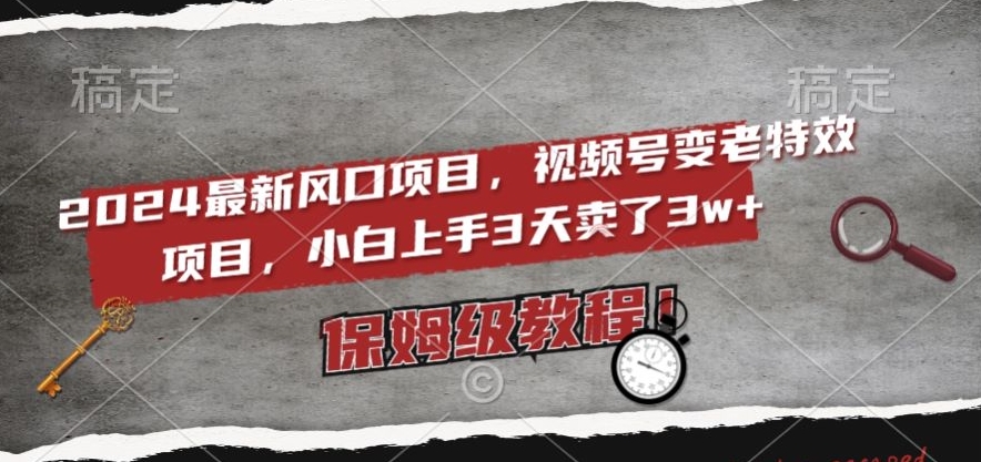 2024最新风口项目，视频号变老特效项目，电脑小白上手3天卖了3w+，保姆级教程【揭秘】-一点通资源网