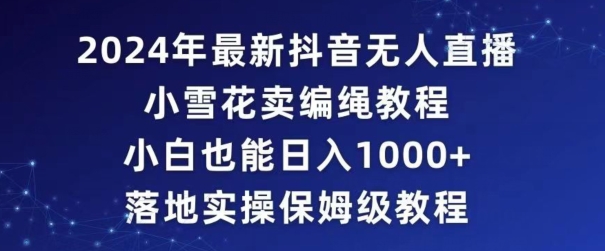 2024年抖音最新无人直播小雪花卖编绳项目，小白也能日入1000+落地实操保姆级教程【揭秘】-一点通资源网