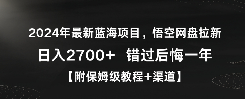 2024年最新蓝海项目，悟空网盘拉新，日入2700+错过后悔一年【附保姆级教程+渠道】【揭秘】-一点通资源网