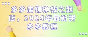 多多店铺挣钱之起店,2024年最新拼多多教程-一点通资源网