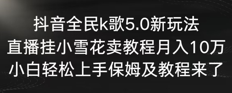 抖音全民k歌5.0新玩法，直播挂小雪花卖教程月入10万，小白轻松上手，保姆及教程来了【揭秘】-一点通资源网