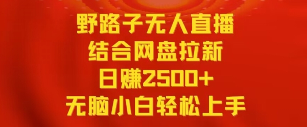 野路子无人直播结合网盘拉新，日赚2500+，小白无脑轻松上手【揭秘】-一点通资源网