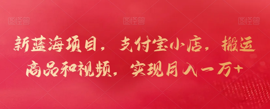 新蓝海项目，支付宝小店，搬运商品和视频，实现月入一万+【揭秘】-一点通资源网