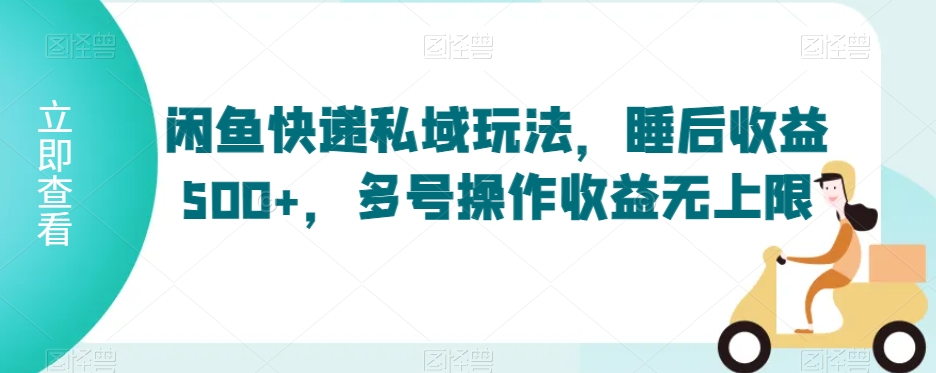 闲鱼快递私域玩法，睡后收益500+，多号操作收益无上限【揭秘】-一点通资源网