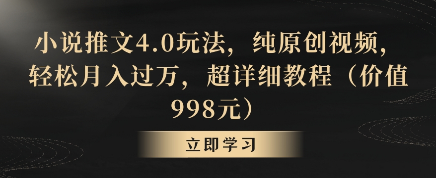 小说推文4.0玩法，纯原创视频，轻松月入过万，超详细教程（价值998元）【揭秘】-一点通资源网