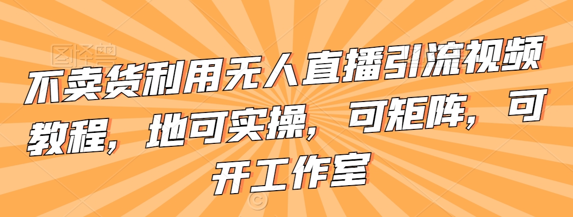不卖货利用无人直播引流视频教程，地可实操，可矩阵，可开工作室【揭秘】-一点通资源网