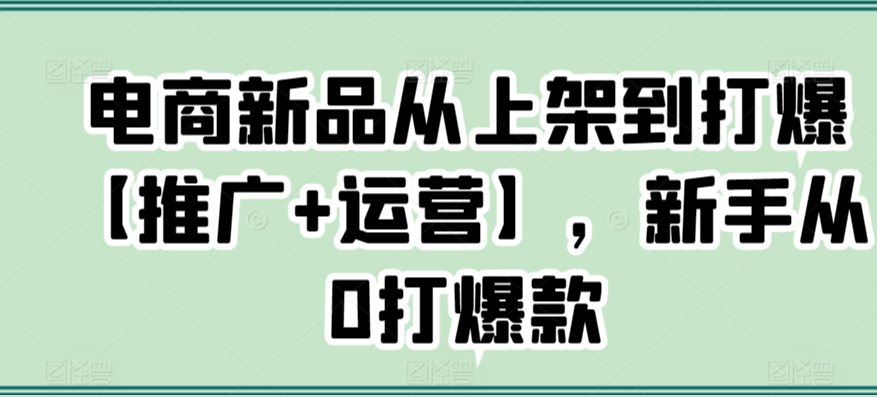 电商新品从上架到打爆【推广+运营】，新手从0打爆款-一点通资源网