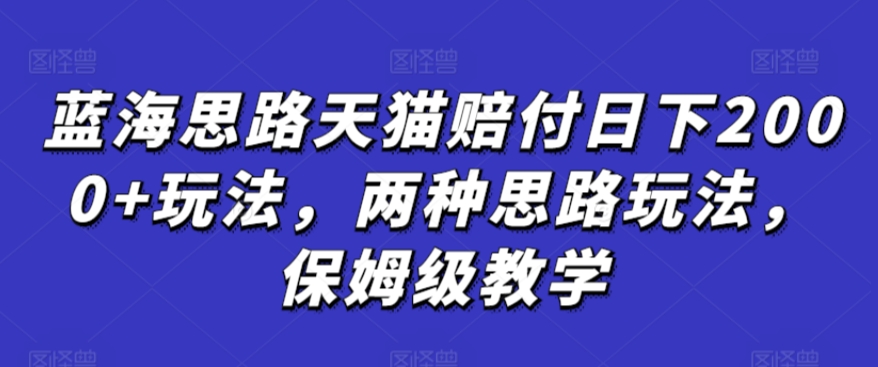 蓝海思路天猫赔付日下2000+玩法，两种思路玩法，保姆级教学【仅揭秘】-一点通资源网