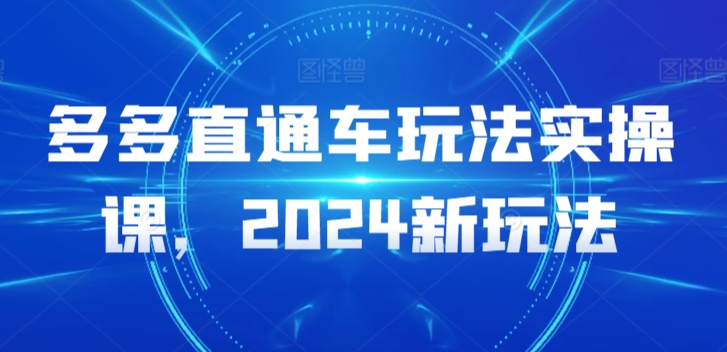 多多直通车玩法实操课，2024新玩法-一点通资源网